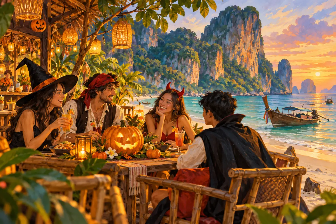 Halloween in Krabi: an Ao Nang night out, family food stops and rain options, Tripnatic destination guide