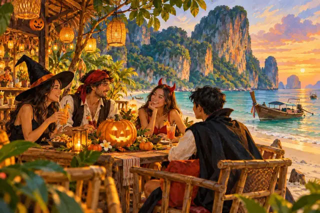 Halloween in Krabi: an Ao Nang night out, family food stops and rain options, travel inspiration