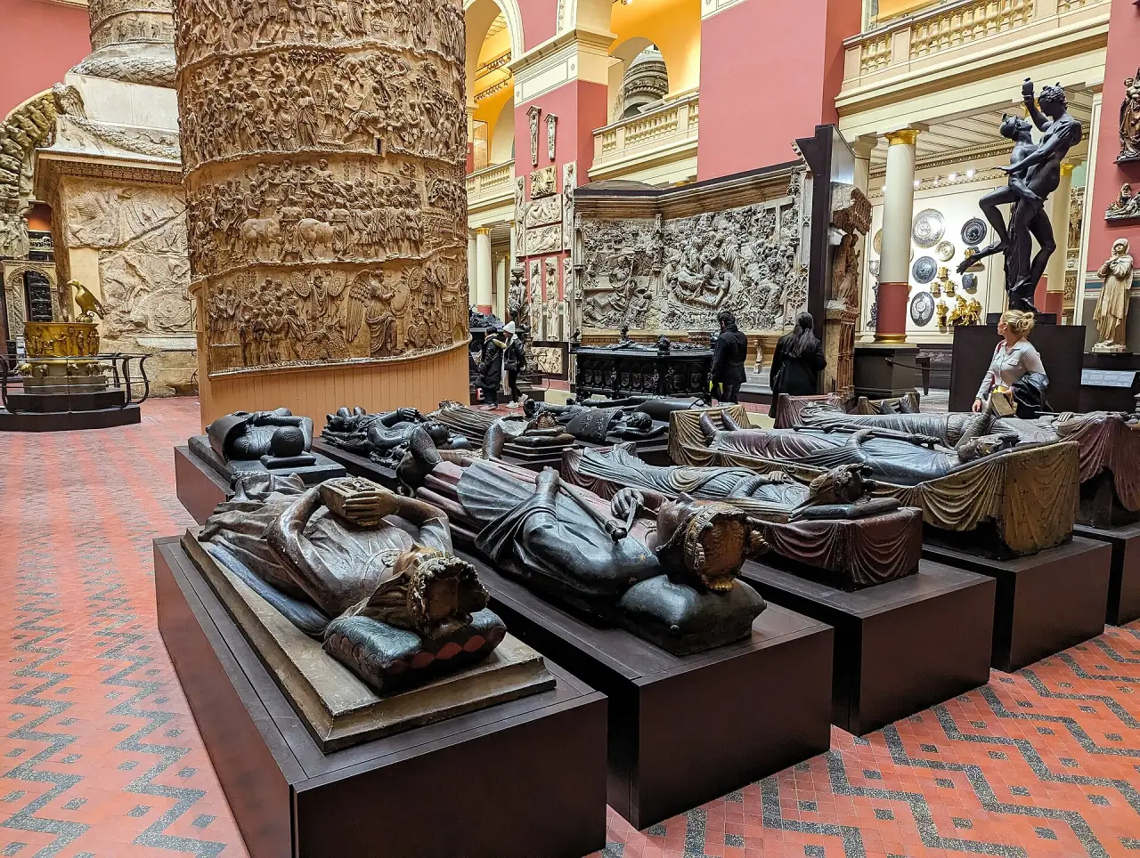 Reproduced sculptural works displayed in the V&A Cast Courts in London