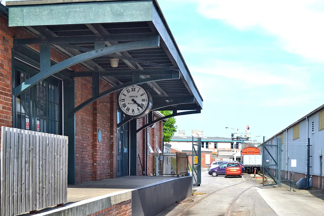 A station-clock detail at the National Railway Museum in York.